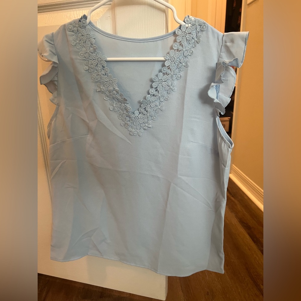 New light blue lace detail blouse